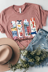US3001P-E3061MA Massachusetts State Brushstroke Graphic Plus Tee $16