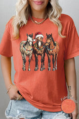 5000-E3182 Christmas Horses Graphic Heavy Cotton Tee $9