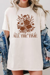 5000P-E3116 God Is Good Floral Graphic Plus Heavy Cotton Tee $12.75