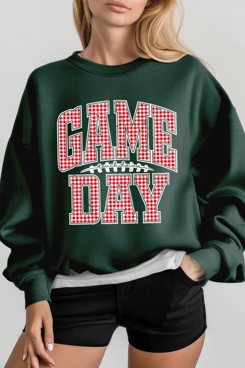 UL180-E3126 Red Gingham Game Day Graphic Sweatshirt $20