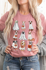 US3001-E3106 Halloween Ghost Dog Graphic Tee $12.5