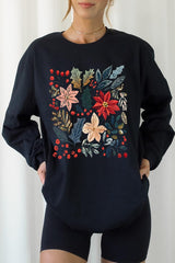 UL240-E3186 Floral Christmas Graphic Long Sleeve Tee $13.75