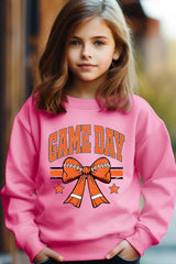 UL180B-E3064Z Orange Game Day Football Bow Kids Sweatshirt $20