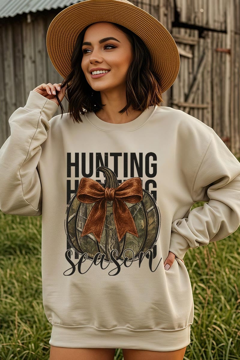 UL180-E3190 Hunting Pumpkin Bow Graphic Sweatshirt $20