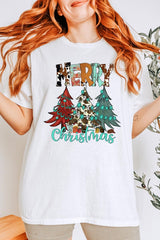 5000P-E3200 Merry Christmas Trees Graphic Plus Heavy Cotton Tee $12.75