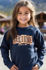 UL180B-E3167Z Believe Fall Christian Kids Graphic Sweatshirt $20
