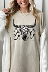 5000-E3176 Western Bullskull Graphic Heavy Cotton Tee $9