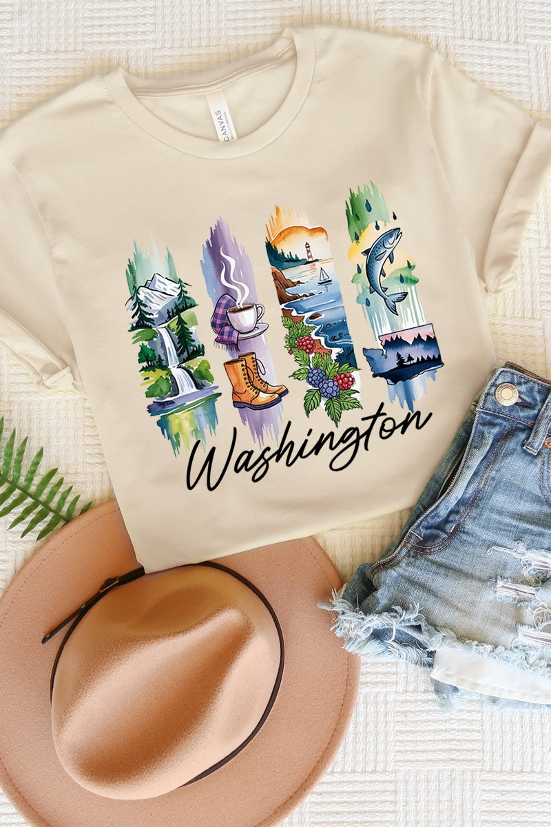 US3001P-E3061WA Washington State Brushstroke Graphic Plus Tee $16