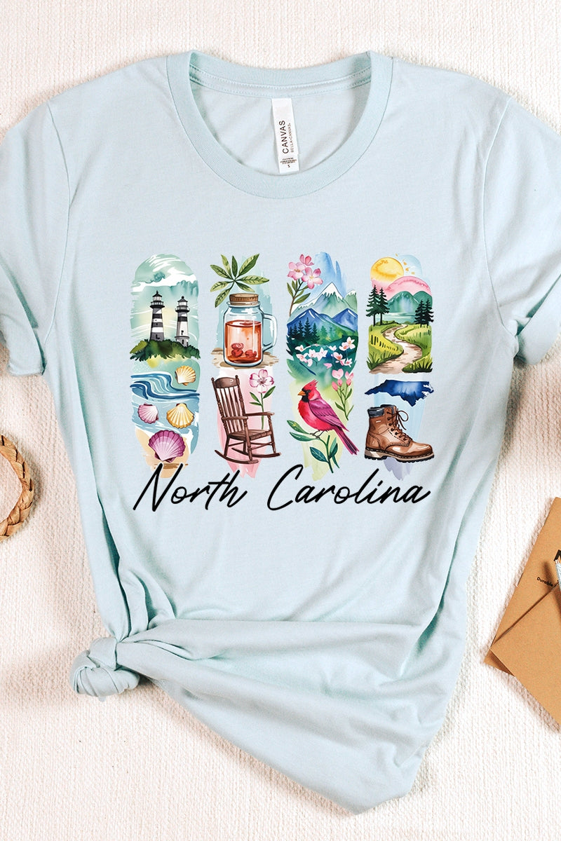 US3001P-E3061NC North Carolina State Brushstroke Graphic Plus Tee $16