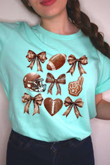 US3001-E3054 Cute Football and Bow Graphic Tee $12.5