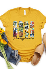 US3001-E3061PA Pennsylvania State Brushstroke Graphic Tee $12.5