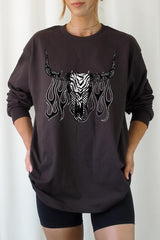 UL240P-E3176 Western Bullskull Graphic Plus Long Sleeve Tee $17