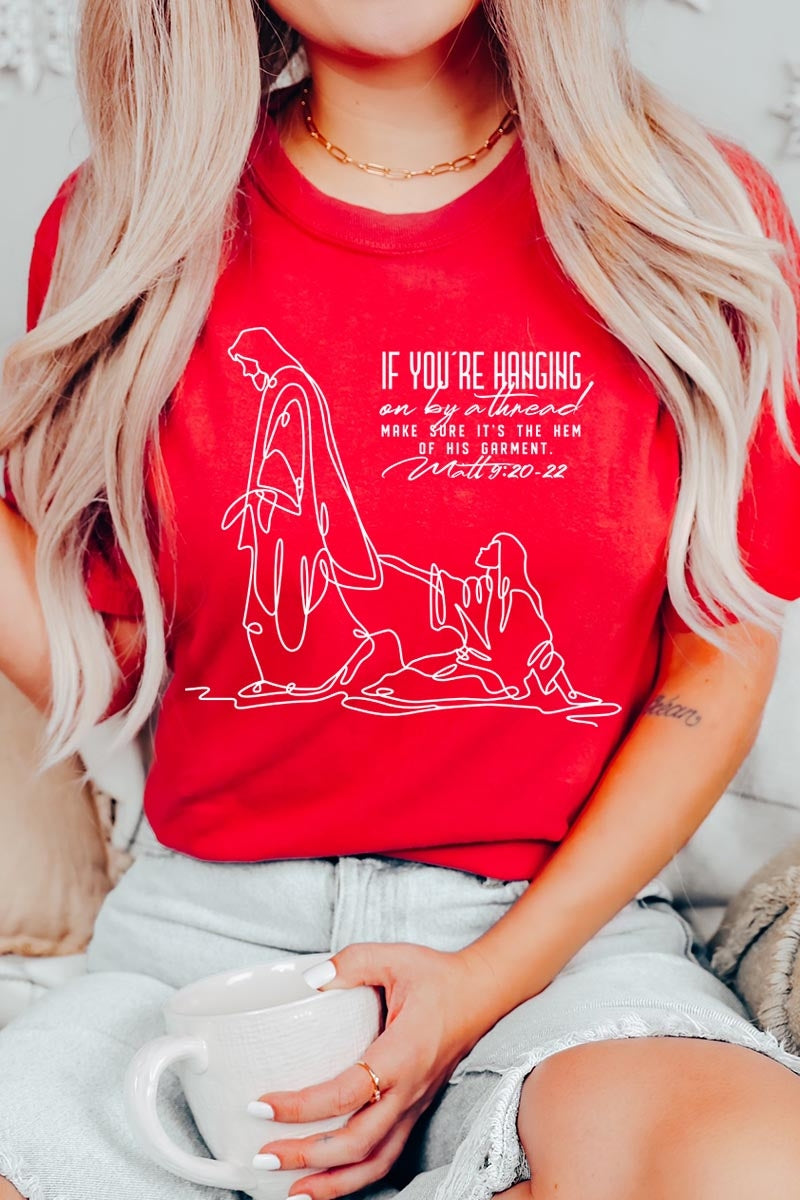 US3001-E3075 If Youu2019re Hanging On Faith Line Art Graphic Tee $12.5