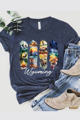 US3001P-E3061WY Wyoming State Brushstroke Graphic Plus Tee $16
