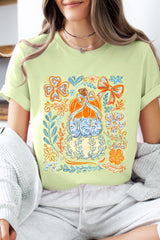 US3001-E3153 Floral Pumpkin Stack Graphic Tee $12.5