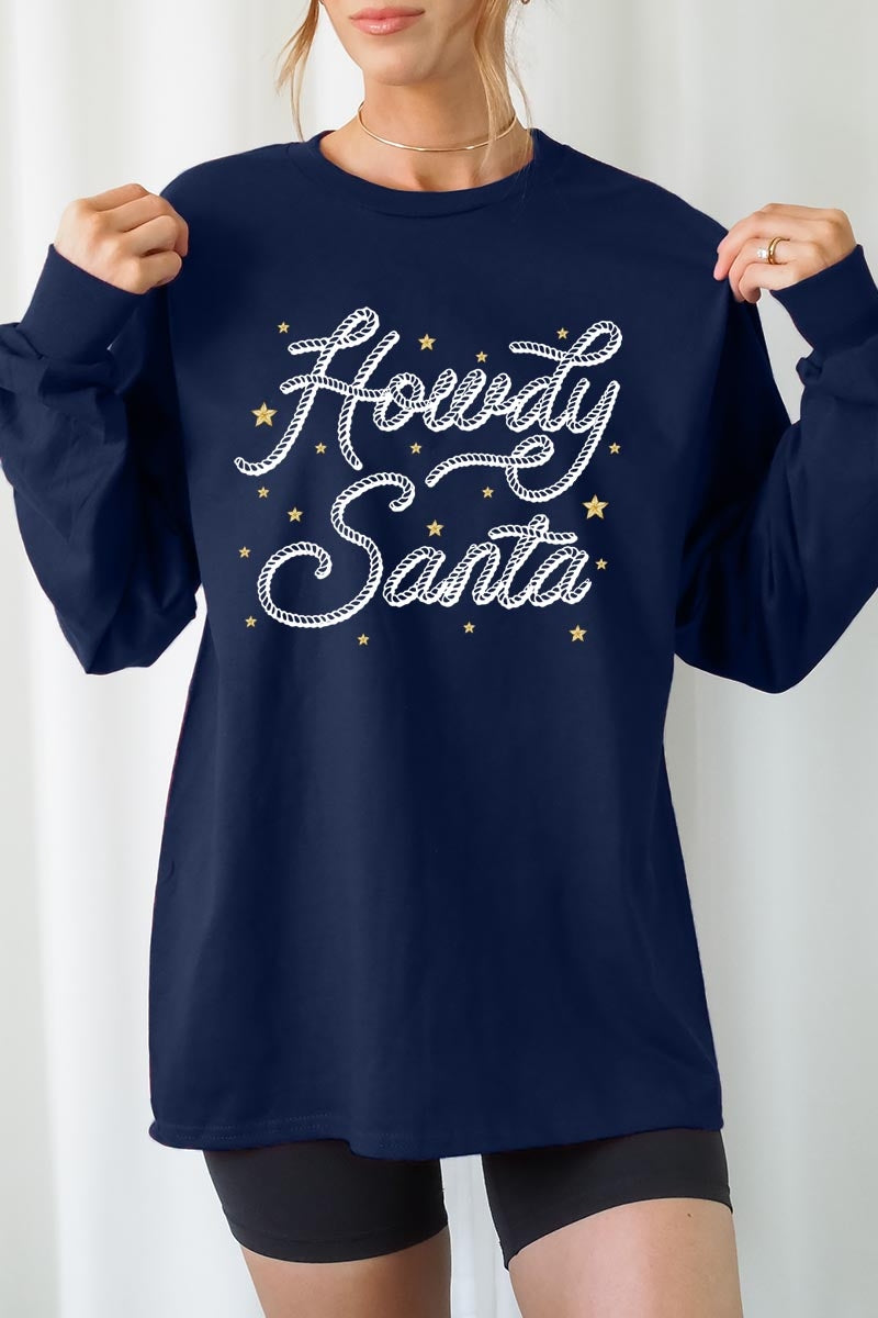 UL240P-E3199 Howdy Santa Graphic Plus Long Sleeve Tee $17