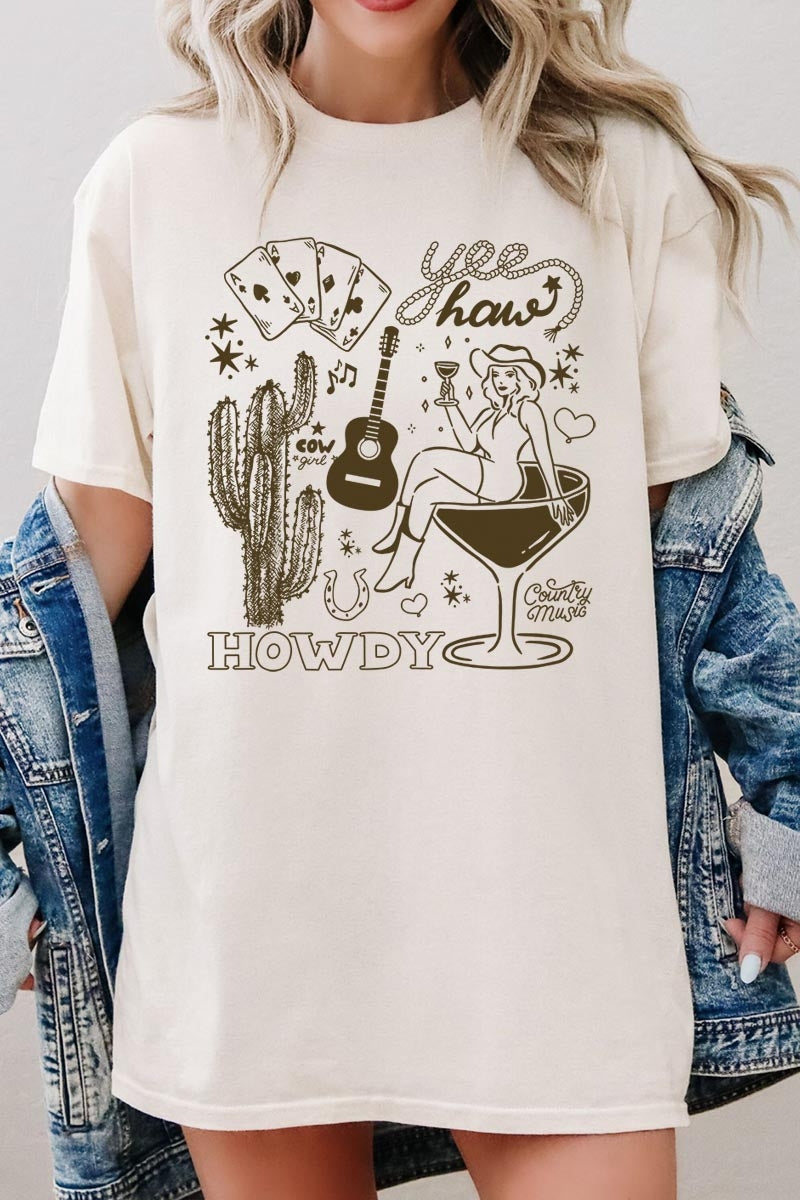 5000-E3097 Cowgirl Country Music Graphic Heavy Cotton Tee $9