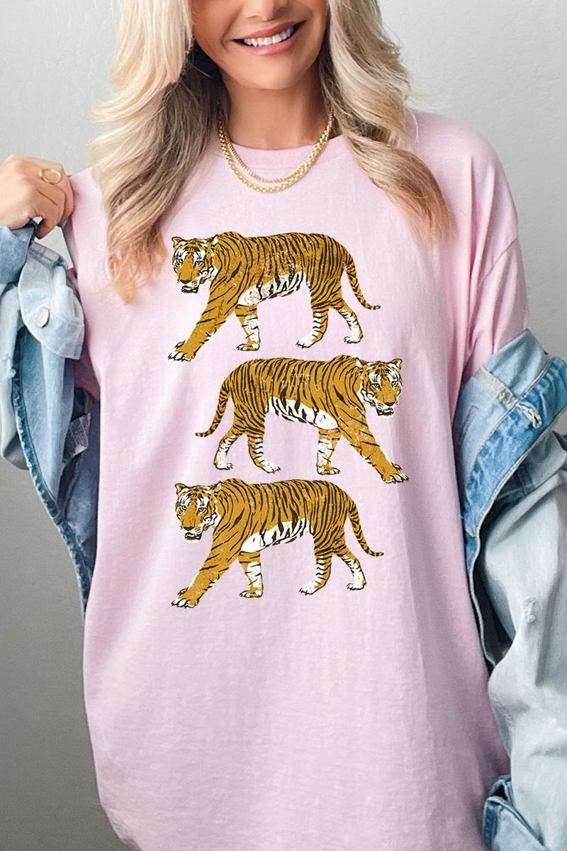 5000-E3104 Retro Tigers Graphic Heavy Cotton Tee $9