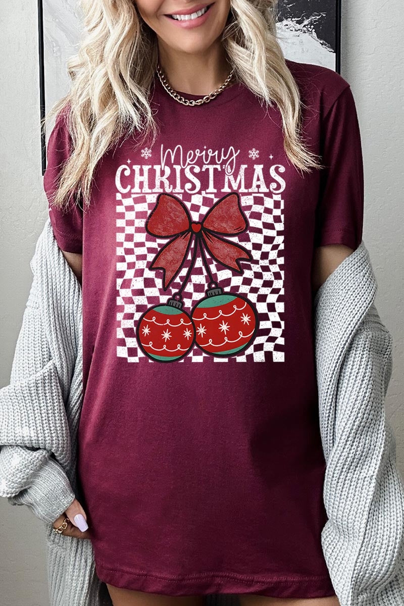 US3001-E3196 Cherry Ornament Christmas Graphic Tee $12.5