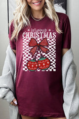 US3001P-E3196 Cherry Ornament Christmas Graphic Plus Tee $16