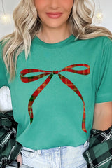 US3001P-E3211 Red Bow Christmas Graphic Plus Tee $16