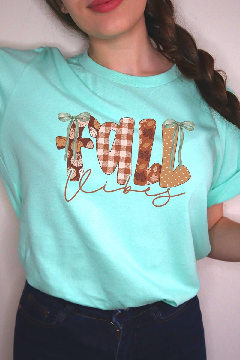 US3001P-E3071 Fall Vibes Rustic Script Graphic Plus Tee $16
