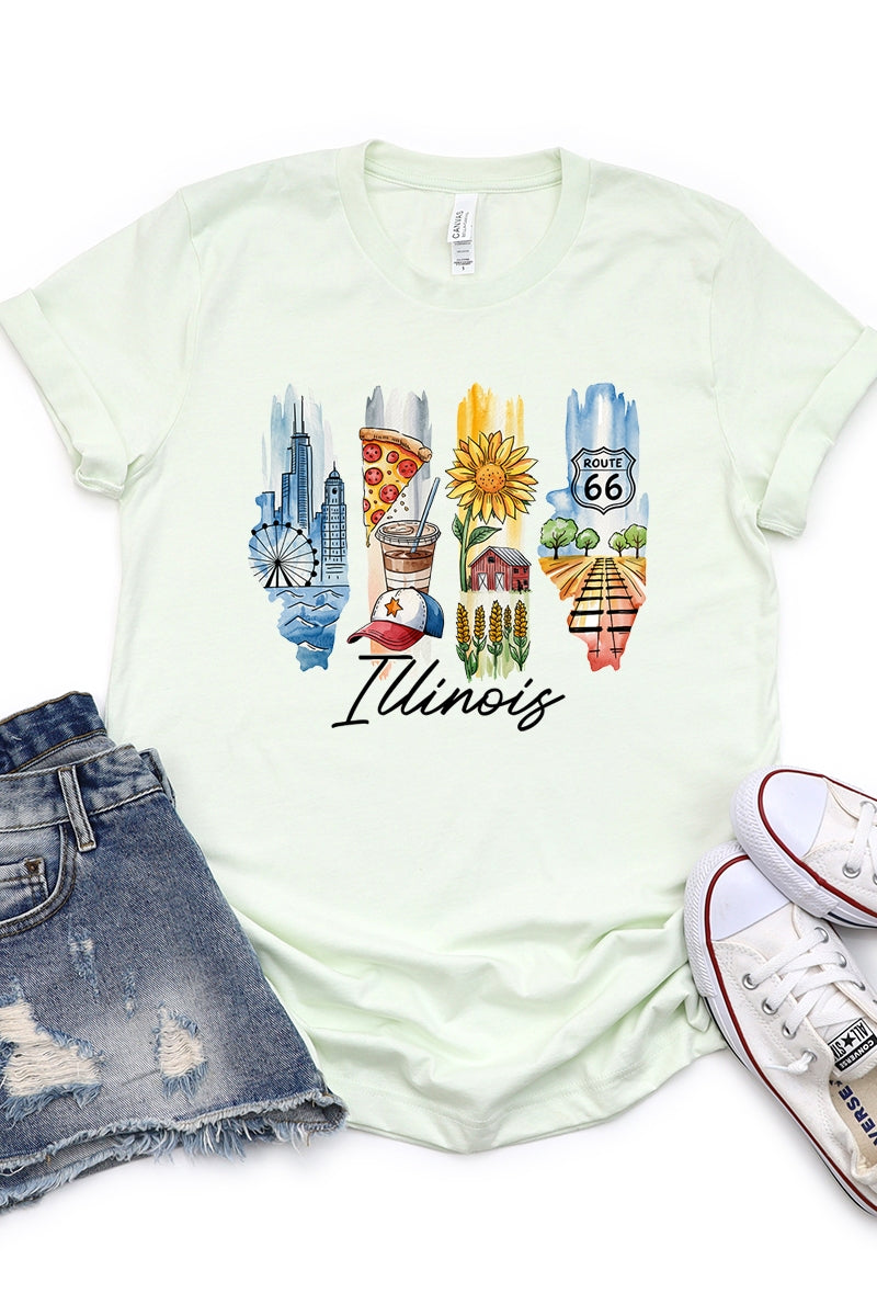 US3001P-E3061IL Illinois State Brushstroke Graphic Plus Tee $16