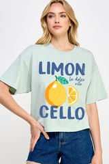 CTS-E3056 Limoncello Graphic Relaxed Crop Top $10.5