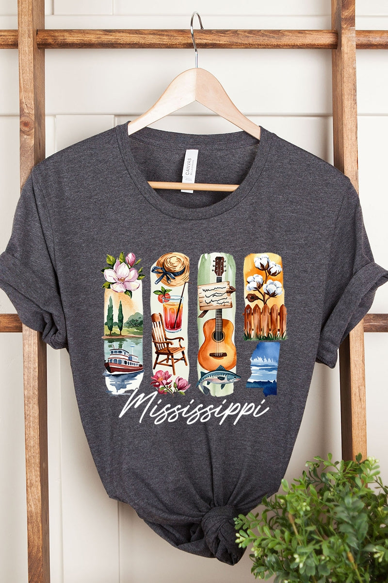 US3001P-E3061MS Mississippi State Brushstroke Graphic Plus Tee $16