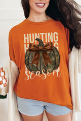 5000-E3190 Hunting Pumpkin Bow Graphic Heavy Cotton Tee $9