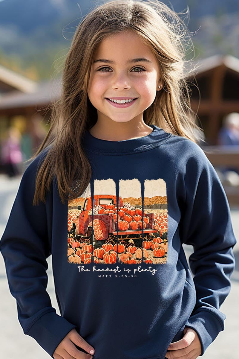 UL180B-E3172Z Harvest Is Plenty Kids Graphic Sweatshirt $20