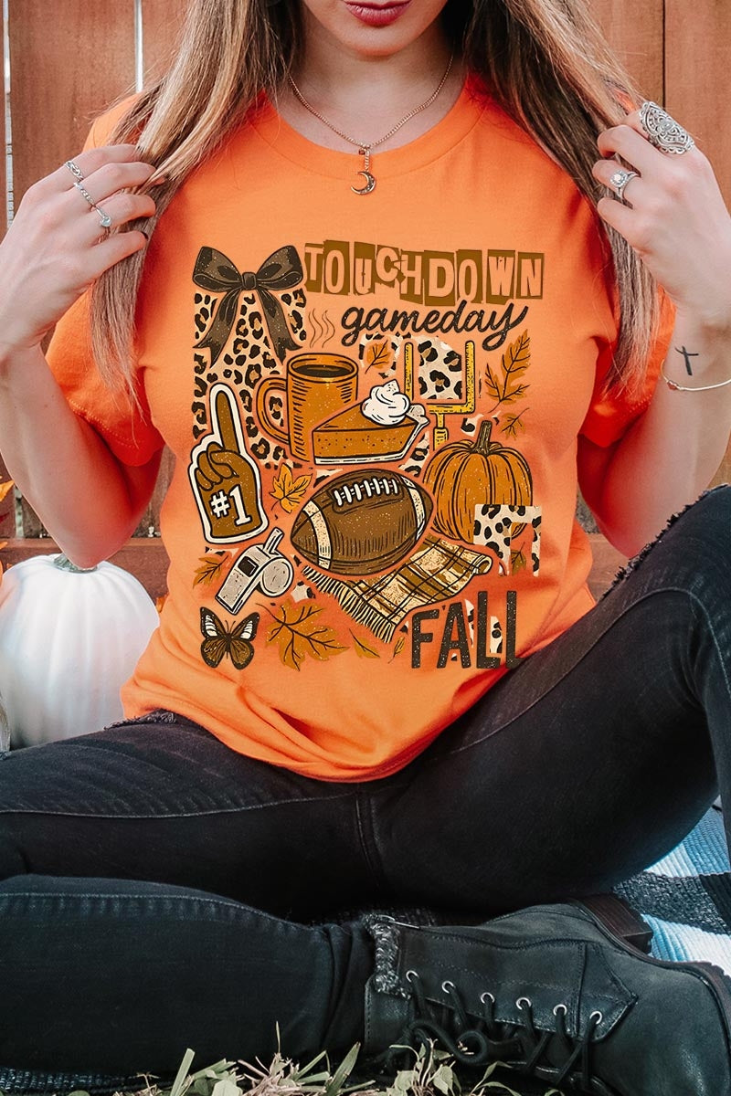 US3001-E3134 Fall Football Collage Graphic Tee $12.5