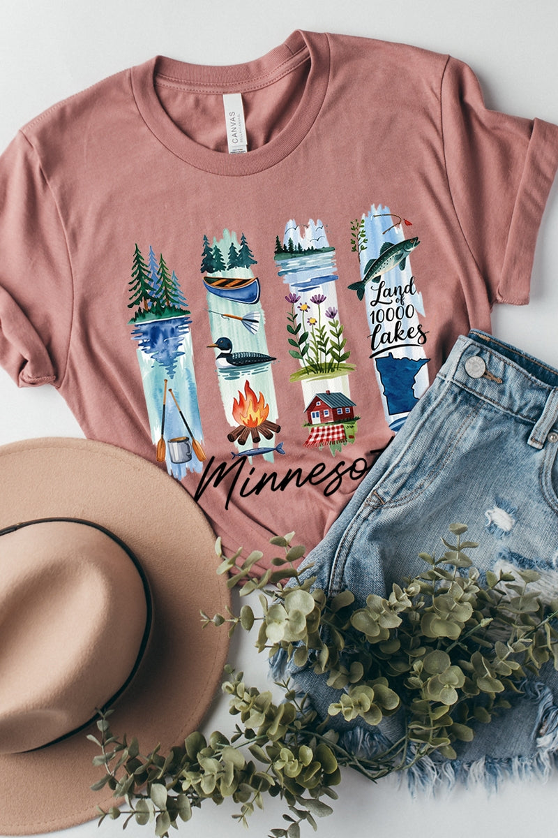 US3001-E3061MN Minnesota State Brushstroke Graphic Tee $12.5