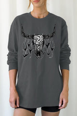 UL240-E3176 Western Bullskull Graphic Long Sleeve Tee $13.75