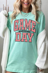 US3001-E3126 Red Gingham Game Day Graphic Tee $12.5