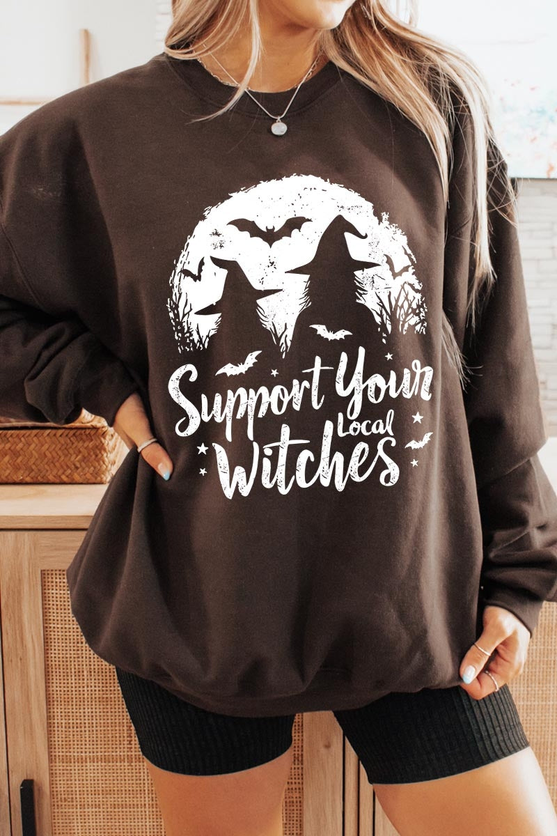 UL180P-E3161 Local Witches Halloween Graphic Plus Sweatshirt $25