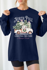 UL240-E3174 North Pole Christmas Graphic Long Sleeve Tee $13.75