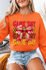 UL180P-E3091 Red Yellow Football Game Day Bow Plus Sweatshirt $25