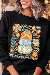 UL180-E3153 Floral Pumpkin Stack Graphic Sweatshirt $20