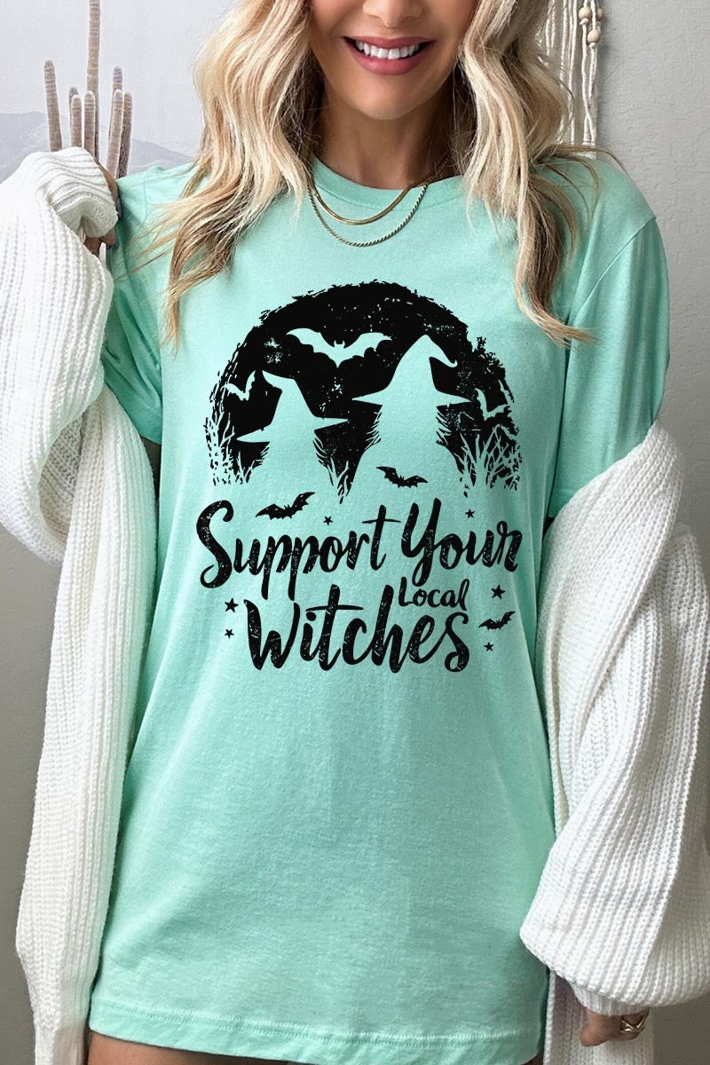 US3001P-E3161 Local Witches Halloween Graphic Plus Tee $16