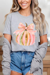 US3001P-E3083 Brushstroke Pumpkin Graphic Plus Tee $16