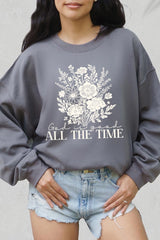 UL180P-E3116 God Is Good Floral Graphic Plus Sweatshirt $25