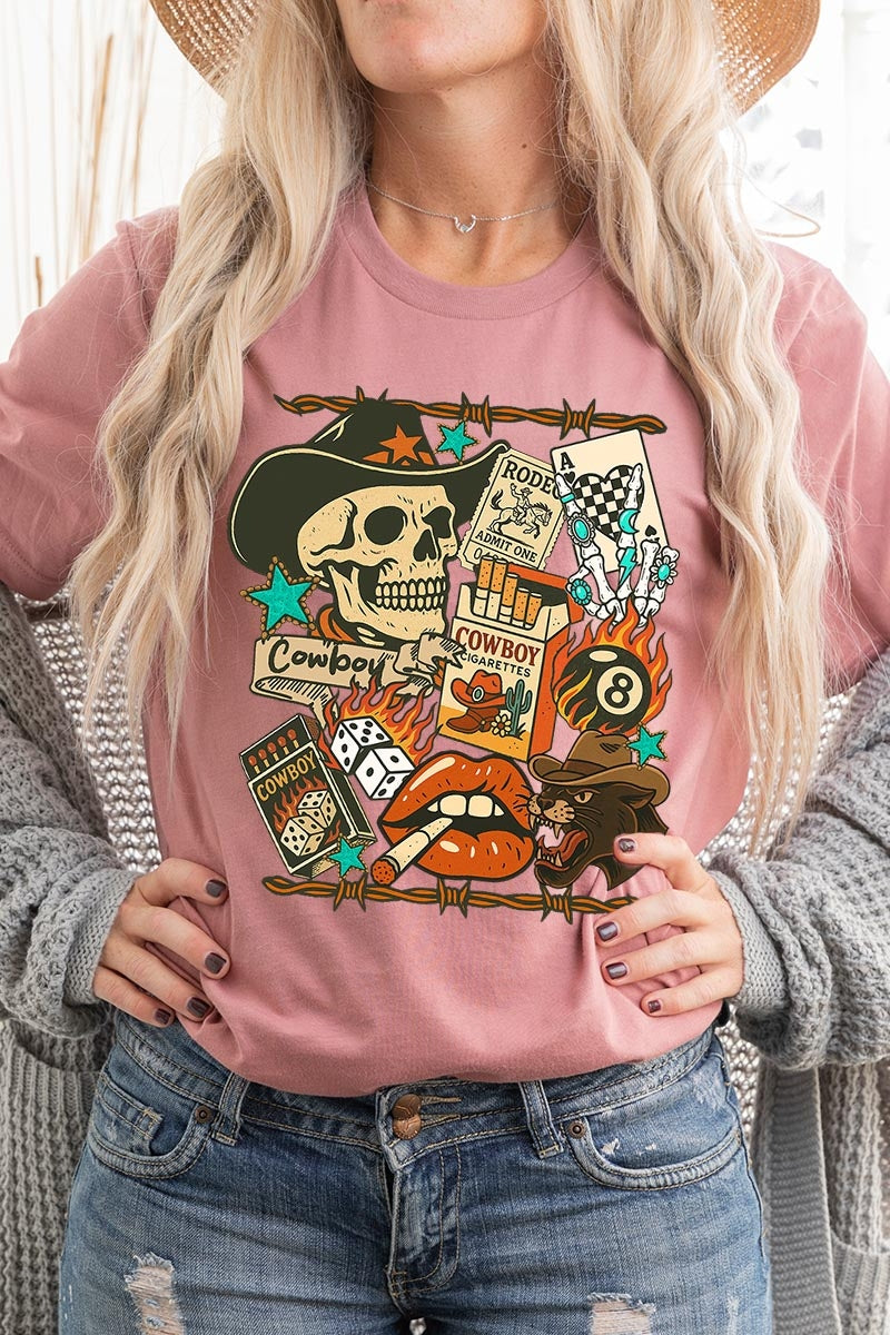 US3001-E3096 Vintage Western Collage Graphic Tee $12.5