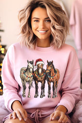 UL180-E3182 Christmas Horses Graphic Sweatshirt $20