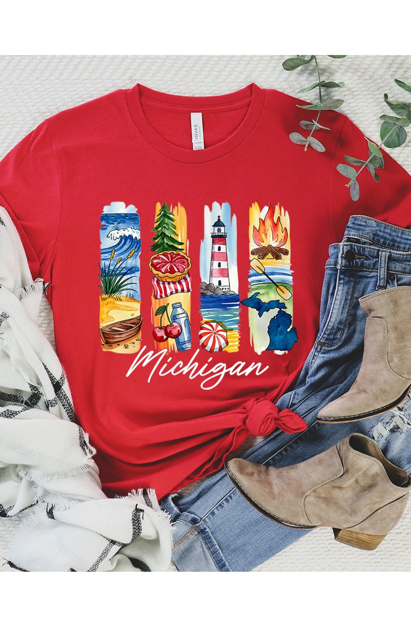 US3001-E3061MI Michigan State Brushstroke Graphic Tee $12.5