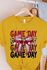 US3001P-E3093 Red Silver Football Game Day Bow Graphic Plus Tee $16