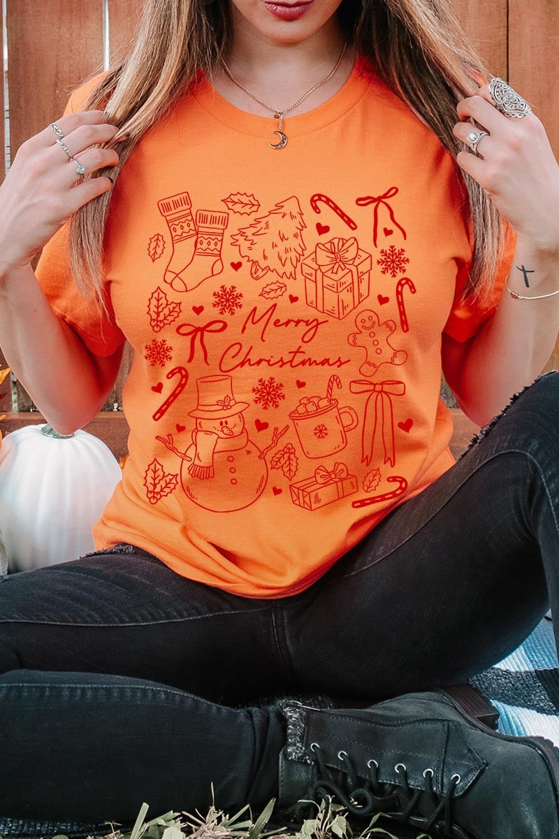 US3001P-E3181 Christmas Doodle Graphic Plus Tee $16