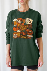 UL240P-E3119 Retro Fall Collage Graphic Plus Long Sleeve Tee $17
