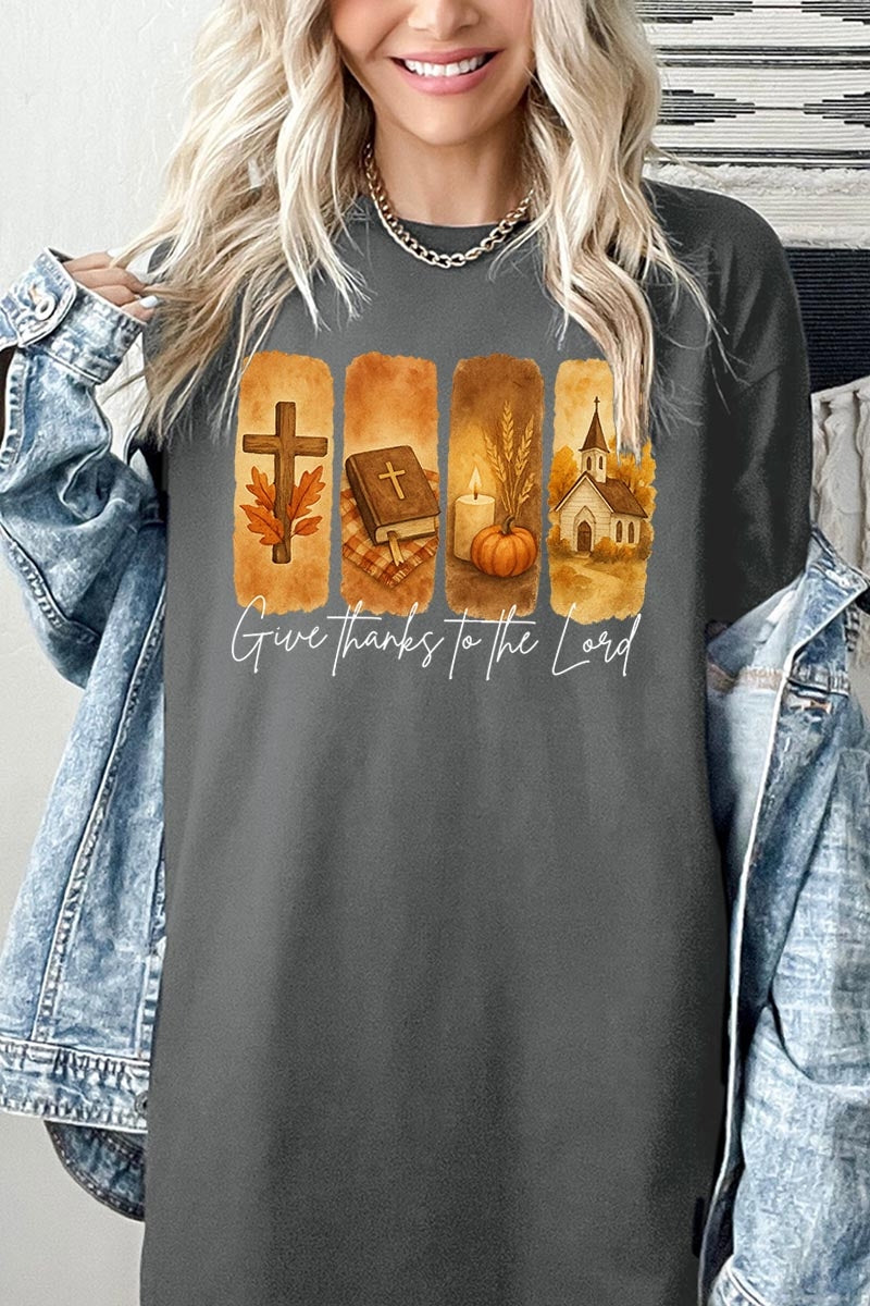 5000P-E3169 Give Thanks To The Lord Graphic Plus Heavy Cotton Tee $12.75