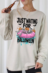 UL240P-E3138 Just Waiting For Halloween Plus Long Sleeve Tee $17